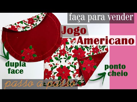 Como Fazer Jogo Americano Fácil Dupla Face com Ponto Cheio Passo a Passo [Redondo e Quadrado]