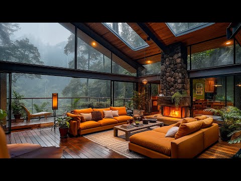 Cozy Forest Hideaway - Rainy Day Retreat by the Crackling Fireplace in the Cabin for Relaxation🌧️🔥