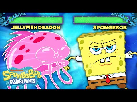 Dragon Jellyfish Boss Battle: If SpongeBob Was a Fighting Arcade Game | SpongeBob SquareOff