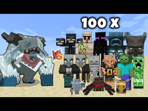 FROSTMAW vs Every Minecraft Mob x100 - Frostmaw (Mowzie's Mobs) vs All Mobs