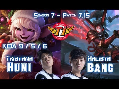SKT T1 Huni TRISTANA vs SKT T1 Bang KALISTA ADC - Patch 7.15 KR Ranked