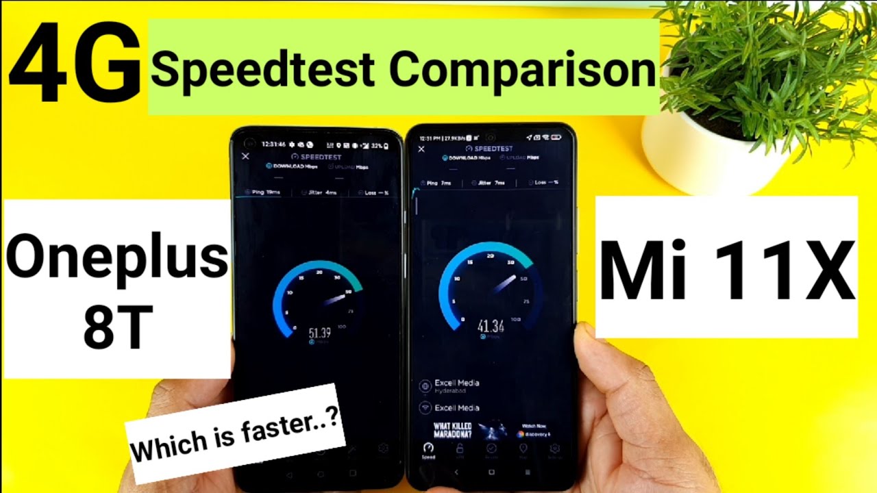 Mi 11x vs Oneplus 8T 4G data speedtest comparison results