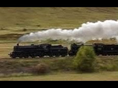 Steam Train Locomotives Double Heading Near Etteridge On History Visit To Highlands Of Scotland