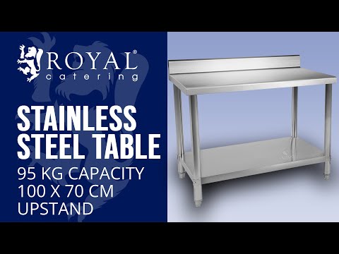video - Factory second Stainless Steel Table - 100 x 70 cm - Upstand - 95 kg capacity