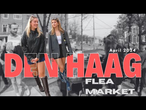 The Hague flea market walking tour 4K 60FPS | April 2024