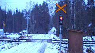 preview picture of video 'Finnish regional train 744 passed Vanha maantie level crossing'