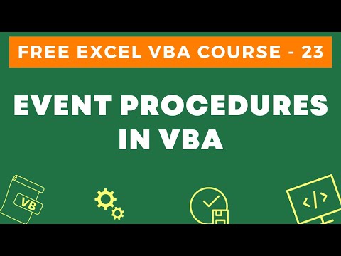Free Excel VBA Course 23 Event Procedures in VBA