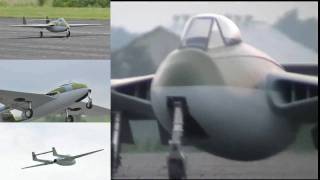 preview picture of video 'de Havilland vampires R/C huge power jet turbine in Jets over KY 2010'