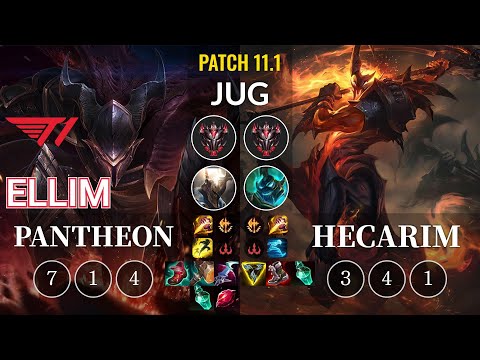 T1 Ellim Pantheon vs Hecarim Jungle - KR Patch 11.1