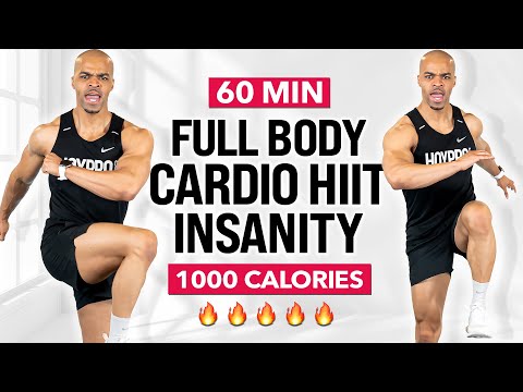 60 MIN INTENSE Full Body Cardio HIIT Insanity Workout (No Equipment) 🔥 BURN 1000 CALORIES