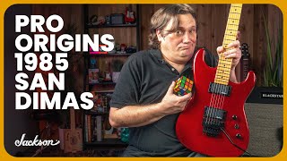 Video thumbnail for Jackson Pro Origins 1985 San-Dimas SD1 HH Electric Guitar - Candy Apple Red by Tarpley Music