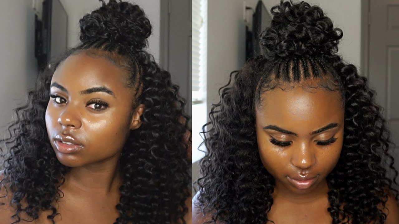 HALF UP HALF DOWN CROCHET HAIRSTYLE (BACK TO SCHOOL)  | FREETRESS BEACH CURL + SAMSBEAUTY