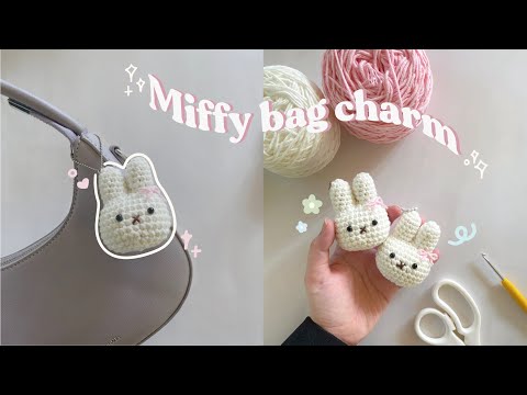How to crochet a cute bunny bag charm/keychain | crochet miffy keychain (step-by-step tutorial)