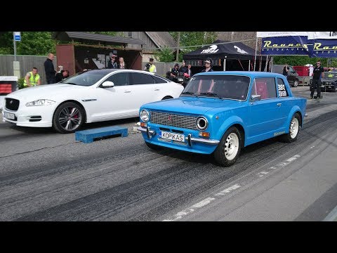 VAZ 2101 Coupe 4G63T vs 2012 Jaguar XJL 5.0 1/8 mile drag race
