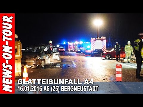 A4/Bergneustadt: Schwerer GLATTEISUNFALL (HD/RAWcut) Talbrücke Alpebach | 16.01.2016