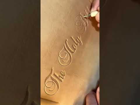 Custom Bible Leather Tooling Ornate Script
