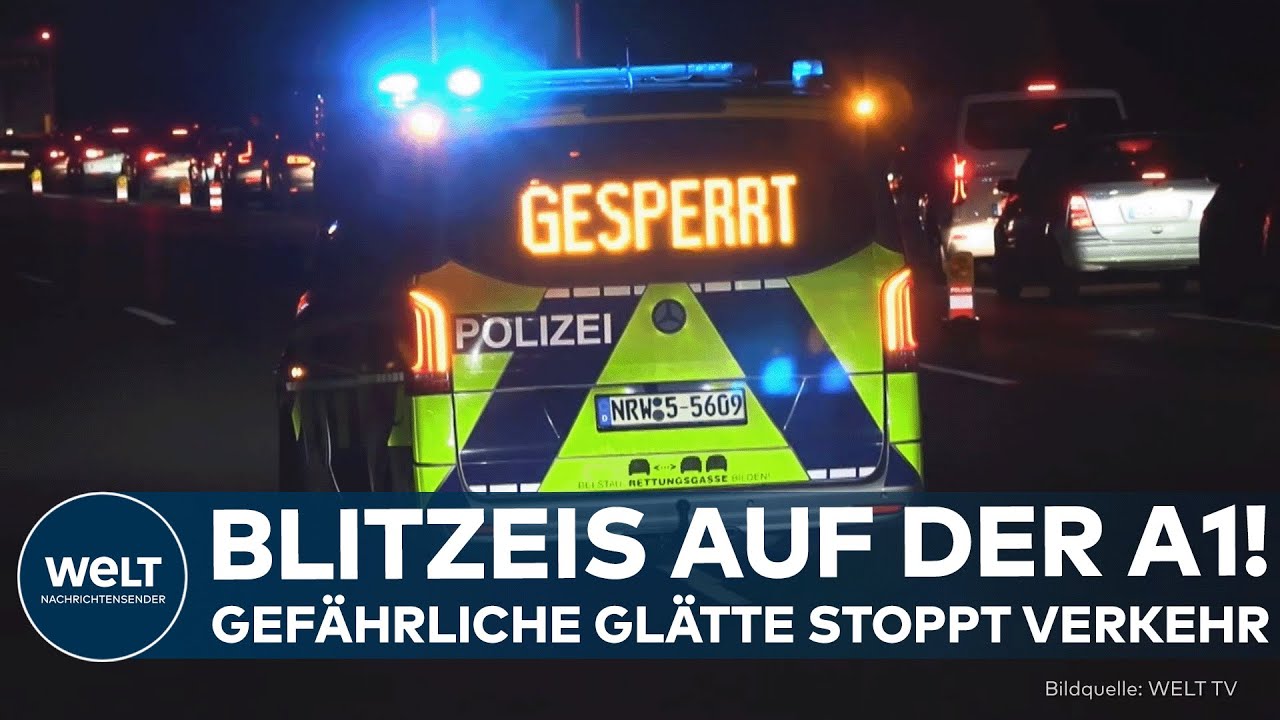 NRW: Brutaler Blitzeis-Schock auf der A1! Unfälle sorgen für Chaos – Polizei sperrt Strecke!