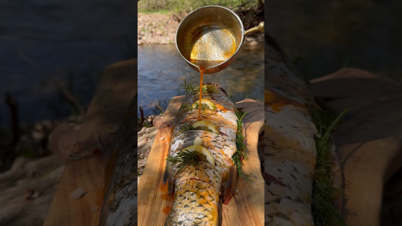 Çamur ve Yaprakta Sazan Pişirme 🐟 | Cooking Carp in Primitive Mud and Leaves