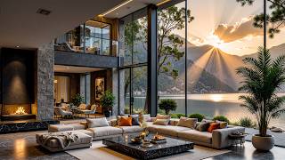 Smooth Jazz In A Tranquil Lakeside Living Room Perfect - Jazz Instruments & Stunning Natural Scenery