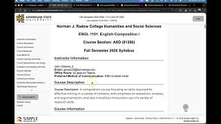 D2L + Syllabus Overview 1101 Online FA26