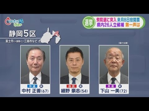 YouTube Video 【静岡5区】自民のベテラン前職の牙城が崩せるか…中道、共産の新人が挑む構図