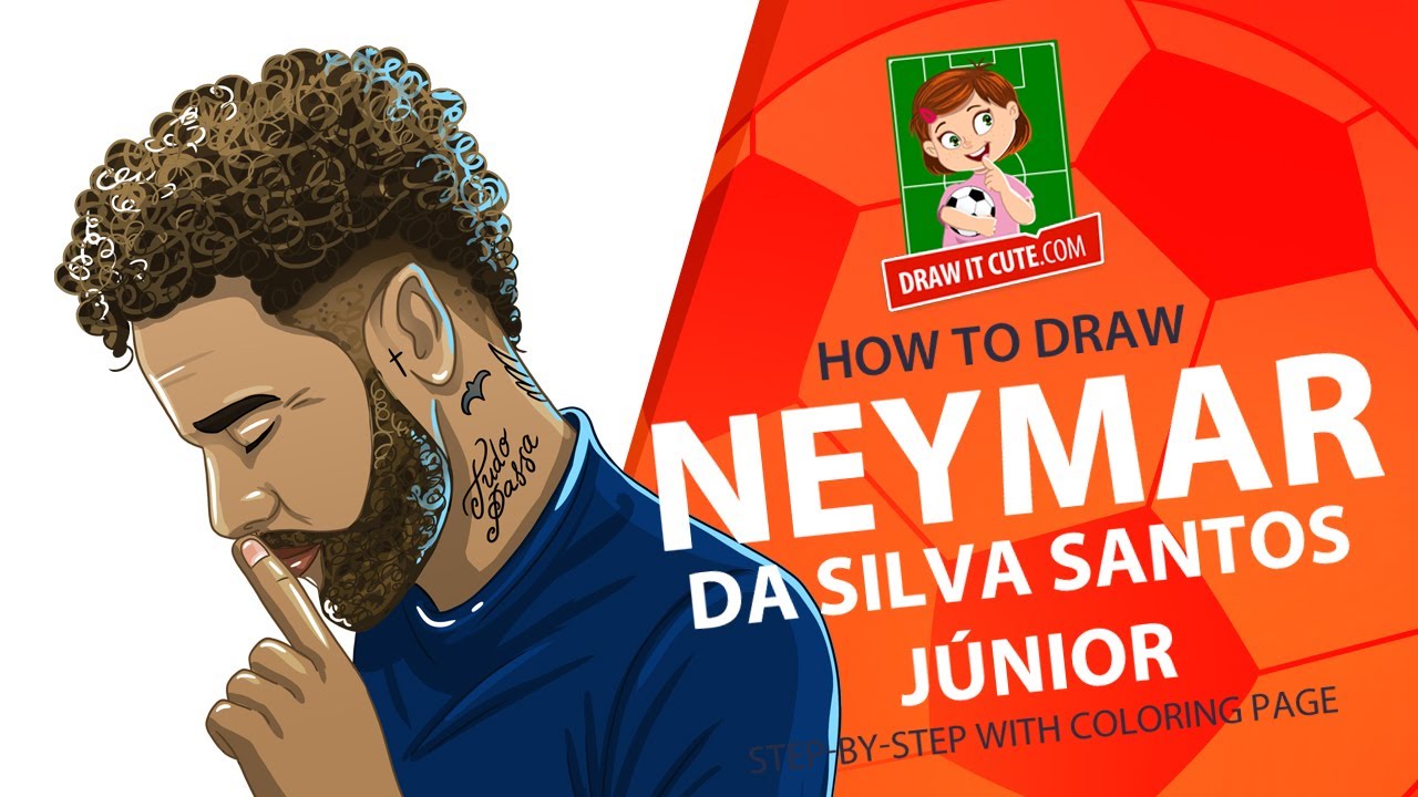 Neymar | How to draw | step-by-step guide with a coloring page
