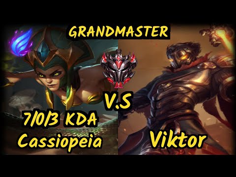 SKT T1 Faker (CASSIOPEIA) vs VIKTOR - 7/0/3 KDA MID GAMEPLAY - KR Ranked GRANDMASTER