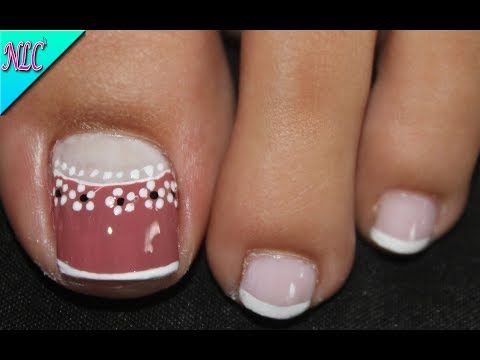 DISEÑO DE UÑAS PARA PIES FLORES PARA PRINCIPIANTES – FLOWERS NAIL ART – FRENCH NAIL ART – NLC