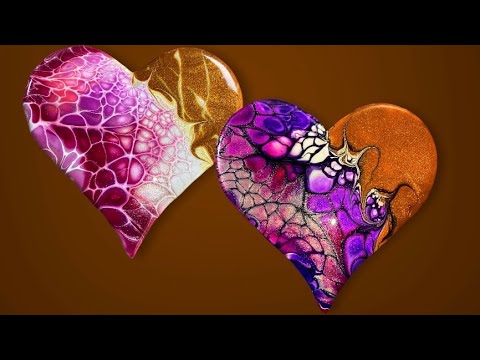 (113) Pretty mini hearts/💖Happy Valentines💜/Fluid Art/Acrylic Pouring/アクリルポーリング/フルイドアート/スワイプテクニック
