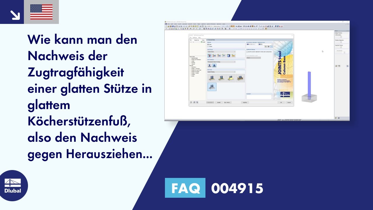 [EN] FAQ 004915 | Wie kann man den Nachweis der Zugtragfähigkeit einer glatten Stütze in glattem ...