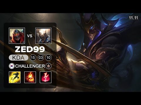 ZED99 Zed Mid vs Pantheon - KR Challenger Patch 11.11