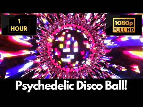 Psychedelic Rotating Neon Disco Ball – 1 HOUR LOOP Satisfying Background Video & Wallpaper!