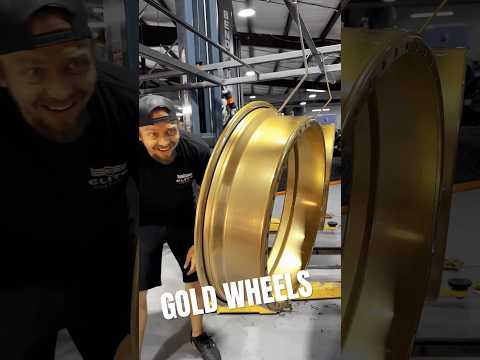 Gold touch?? Just finished powder coating these wheels 👀#gold #wheels #shopping