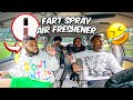 FART SPRAY AIR FRESHENER PRANK ON THE GANG TO GET THEIR REACTION