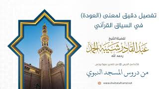 صورة تفصيل دقيق لمعنى (العودة) في السياق القرآني | الشيخ عبد القادر شيبة الحمد رحمه الله