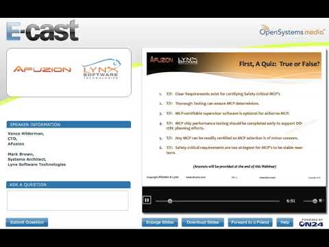 Multi Core Processing CAST 32A and DO 178C One Hour AFuzion Techical Webinar