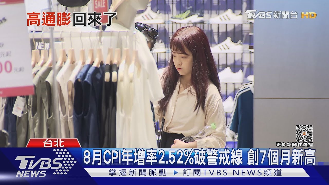 8月CPI年增率2.52%　「旅遊團費漲近3成」
