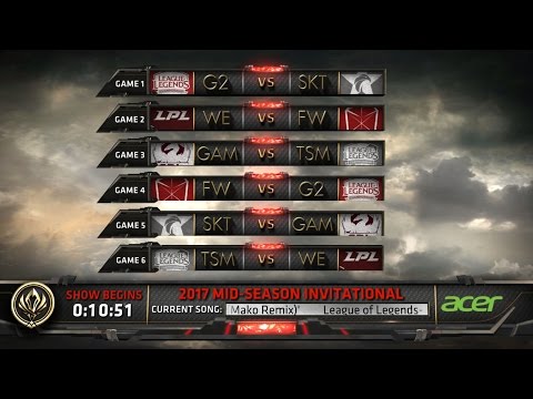 MSI 2017 Day 1 Highlights - SKT vs G2, WE vs FW, GAM vs TSM, FW vs G2, SKT vs GAM, TSM vs We