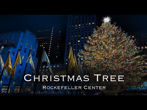 Rockefeller Center Christmas Tree Lighting & Saks Fifth Avenue Show NYC | Day and Night 4K video