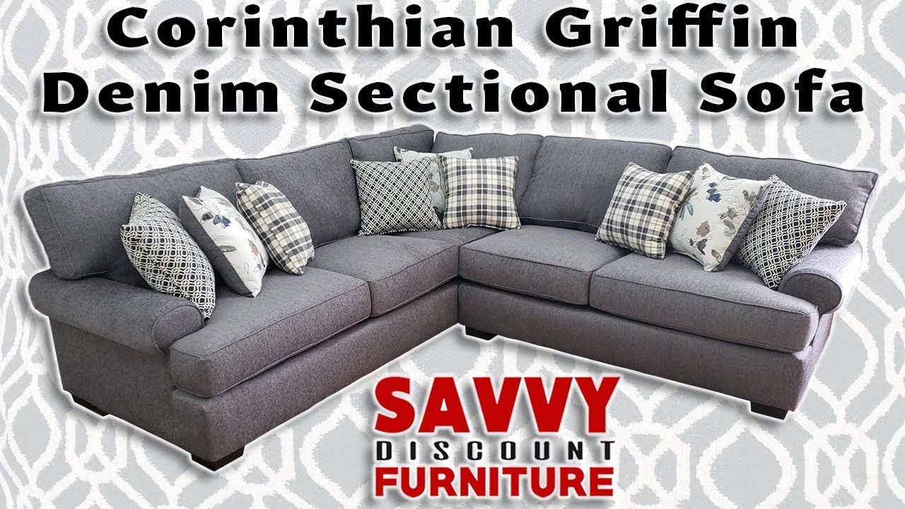 Corinthian Griffin Denim Sectional Sofa