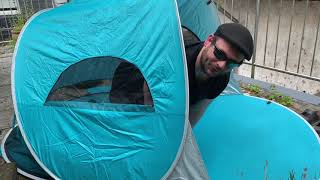 WolfWise UPF 50+ UV Schutz 3-4 Personen Strandmuschel Selbstaufbau Wurfzelt unboxing und Anleitung