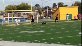 Forward catches goalkeeper off-guard