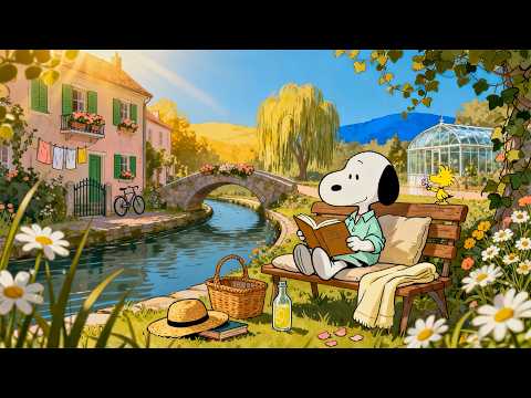 Snoopy’s Canal Bench Reading 🌼📖 Cozy Lofi Beats for Relax, Study & Deep Healing