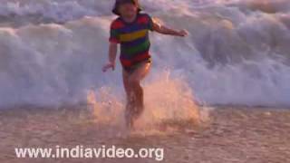 Toddlers in the Kovalam surf 