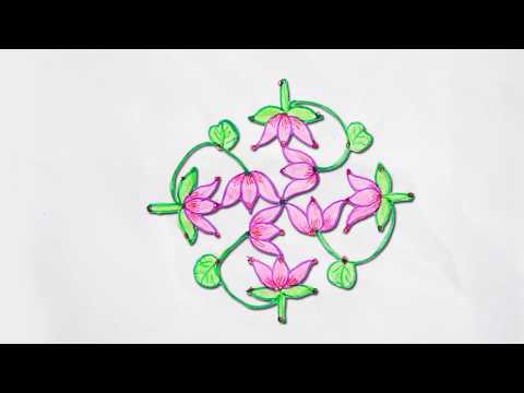 Beautiful Lotus Rangoli || Latest Designs by Eswari || Easy Dots Kolam