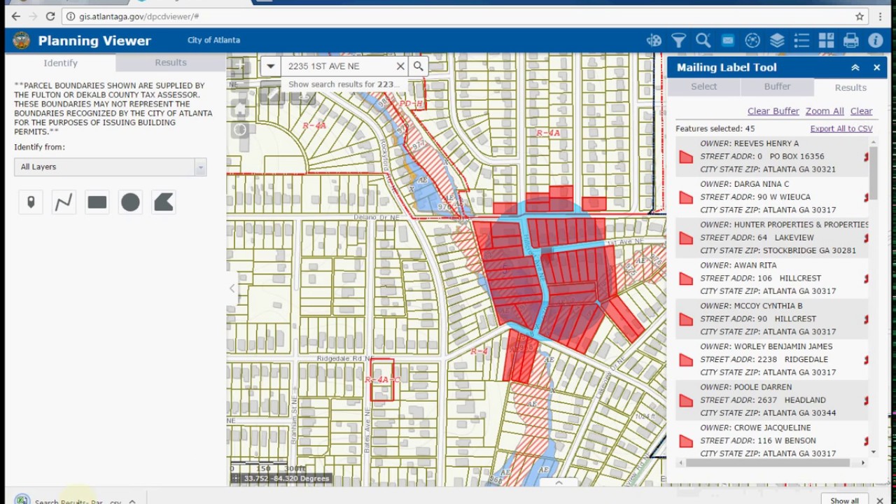 Create a mailing list from parcel selection