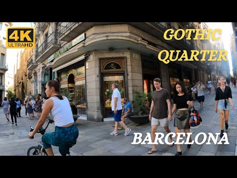 BARCELONA - Gothic Quarter - Barrio Gotico - Waliking Tour - Spain - 4K