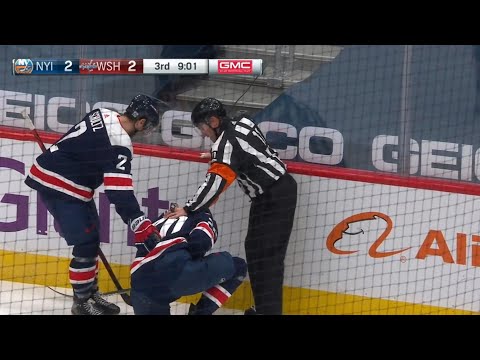 Leo Komarov 5 Minute Boarding Penalty Against Lars Eller
