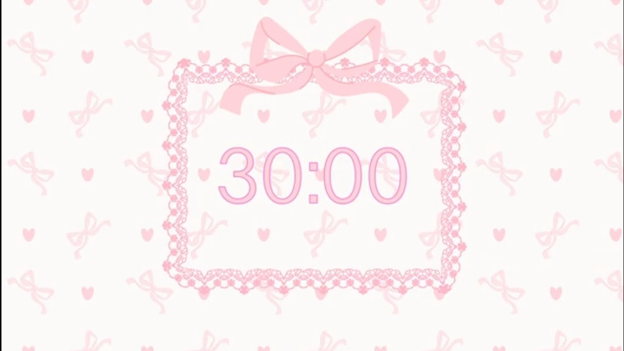30 Minute Countdown Timer | Coquette Girly Aesthetic Theme | No music