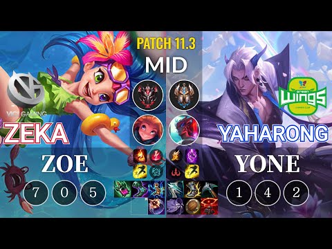 VG Zeka Zoe vs JAG Yaharong Yone Mid - KR Patch 11.3
